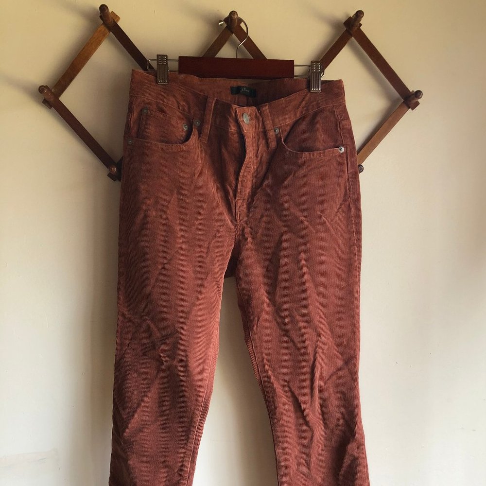 J. Crew 9" High Rise Toothpick Corduroy Pants Rust